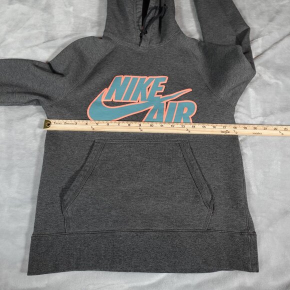 Nike Air Swoosh Logo Pullover Hoodie Sweatshirt Mens Small Fleece Gray - Picture 7 of 9